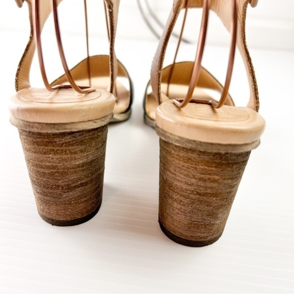 MM6 Sandals womens size 8.5 Ankle Strap Leather Two Toned Block Heel - Picture 8 of 10